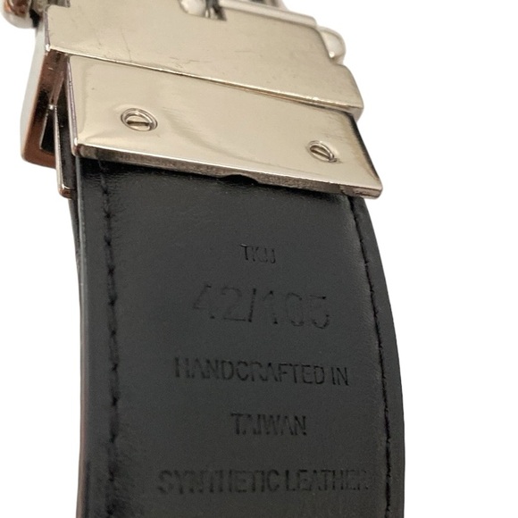 Tommy Hilfiger Brown Vegan Leather Silver Hardware Belt - Picture 6 of 8